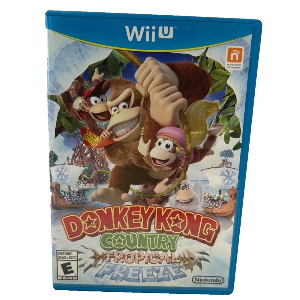 Nintendo Donkey Kong Country Tropical Freeze Wii U Game Blue Case Excellent